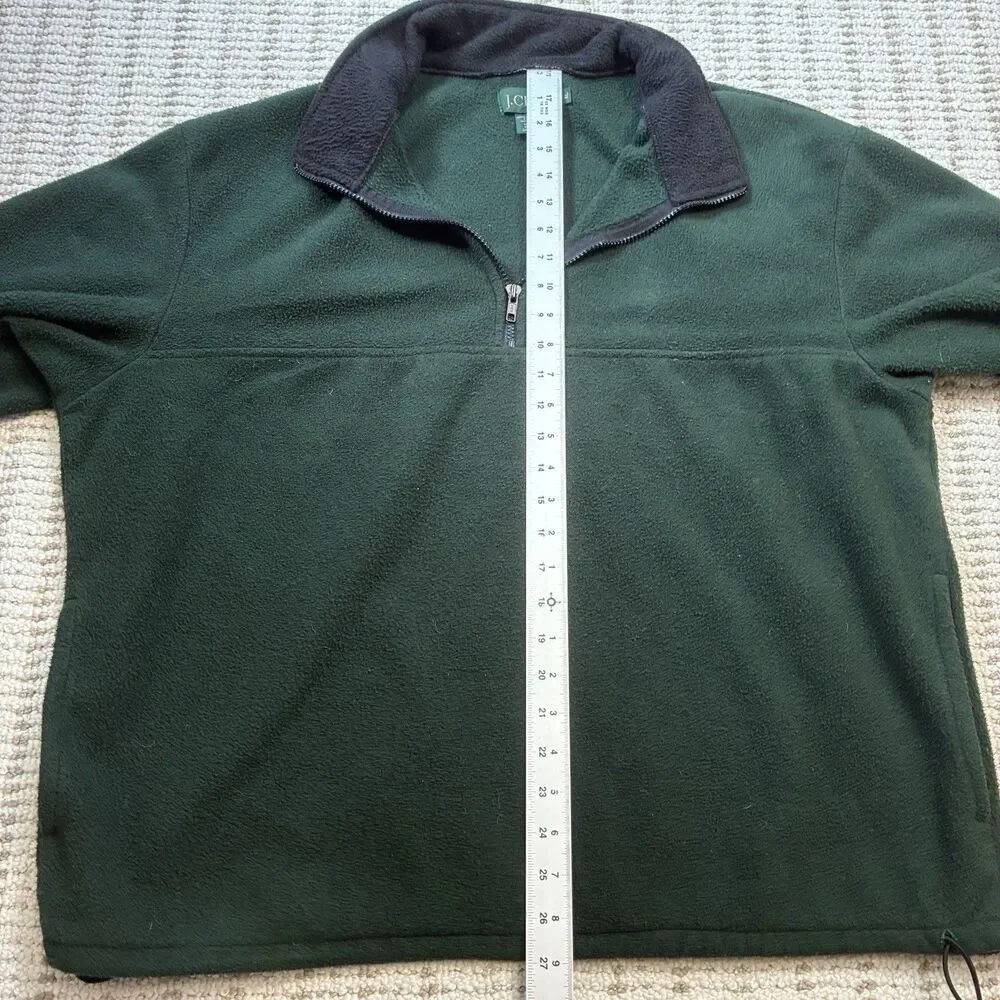 Vintage J Crew Oarsman Fleece Quarter Zip Jacket Mens XL Green Sport Pullover